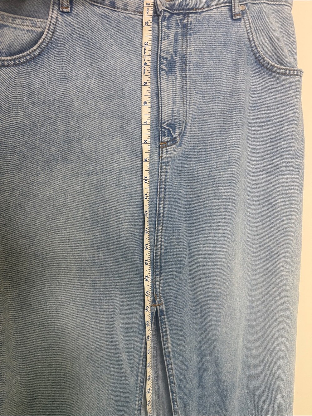 Pilcro Light Blue Denim Maxi Skirt with Front Slit - Picture 3 of 9